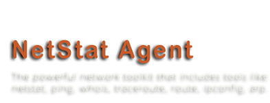 NetStat Agent 2.0 - The powerful network toolkit that includes tools like: netstat, ping, whois, traceroute, route, ipconfig, arp.